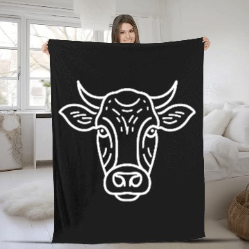 Discover Cow face cows vector farm animal art path7 Fleece Blankets