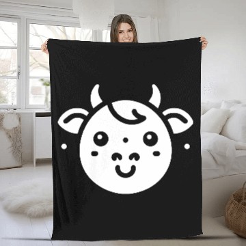 Discover Cow face cute cows vector farm animal art path8 Fleece Blankets