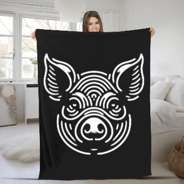 Discover Pig face pigs vector farm animal path19 Fleece Blankets