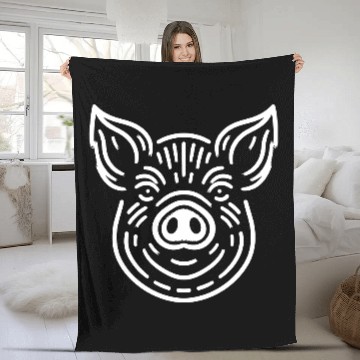 Discover Pig face pigs vector farm animal path17 Fleece Blankets