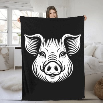 Discover Pig face pigs vector farm animal path18 Fleece Blankets