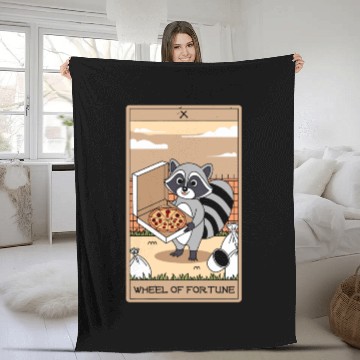 Discover Wheel of Fortune Raccoons Tarot Card Fleece Blankets