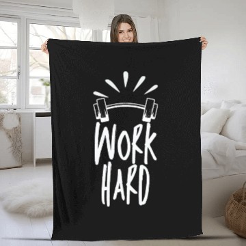 Discover work hard Fleece Blankets