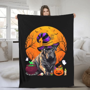 Discover Funny Cane Corso Dog Witch Halloween Dog Lover Fleece Blankets