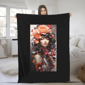 Discover Girl with Flower Collection Fleece Blankets