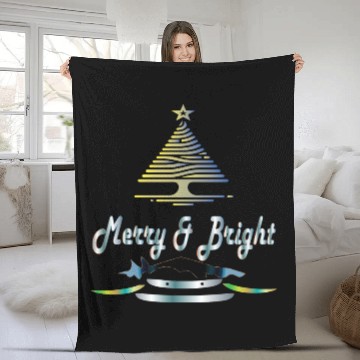 Discover ' Christmas and merry bright 'typography design Fleece Blankets
