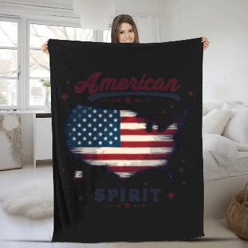 Discover American Spirit Patriotic USA Flag Fleece Blankets