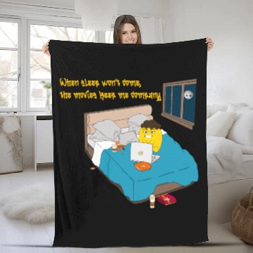 Discover When sleep won t come the movies keep me company Fleece Blankets
