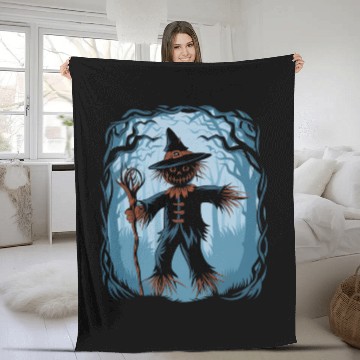 Discover Spooky Halloween Scarecrow Fleece Blankets