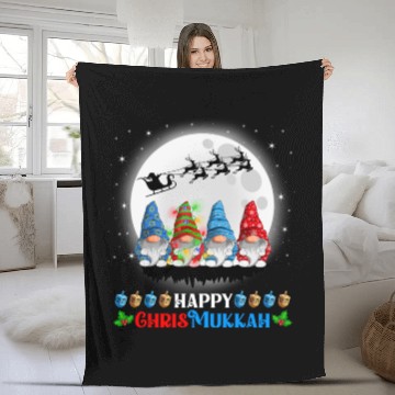 Discover Happy Chrismukkah Gnomes Christmas Hanukkah Fleece Blankets