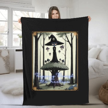 Discover Tripping Through the Tree Tips Psychedelic Witch Fleece Blankets