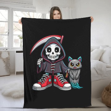 Discover A colorful cartoon death skeleton Fleece Blankets