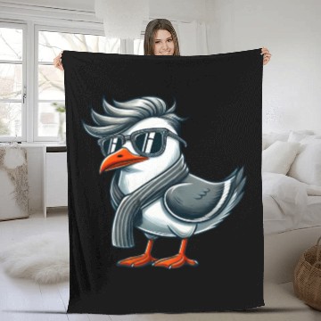 Discover Cool seagull sunglasses summer North Sea Baltic Fleece Blankets