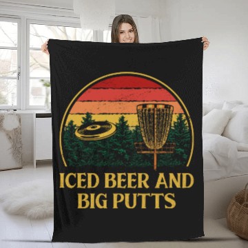 Discover Iced Beer and Big Putts Disc Golf Beer Lover Golfe Fleece Blankets