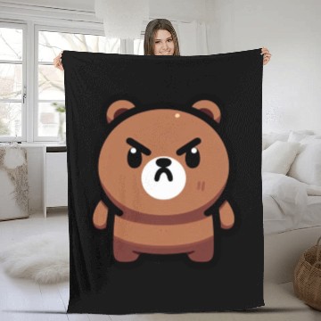 Discover Fierce Brown Bear Art Fleece Blankets