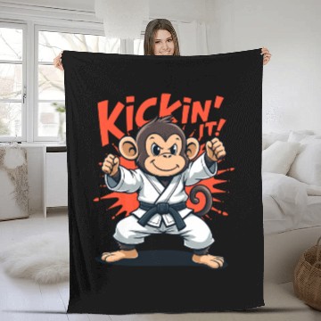 Discover Kickin’ It Karate Monkey Fleece Blankets