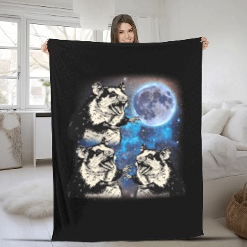 Discover Three Possum Moon Cursed Meme 3 Howling Possum Fleece Blankets