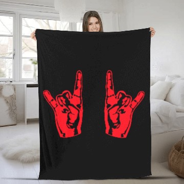 Discover Two heavy metal hard rock horn finger hand gesture Fleece Blankets