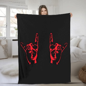 Discover Two heavy metal hard rock horn finger hand gesture Fleece Blankets