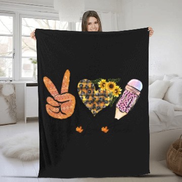 Discover Peace Love Teach Fleece Blankets