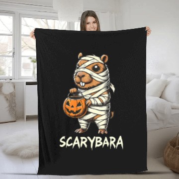 Discover Cute Capybara Mummy Trick or Treat Halloween Fleece Blankets