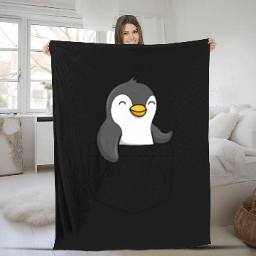 Discover The Penguin in the pocket, funny penguin , penguin Fleece Blankets