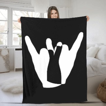 Discover Two heavy metal hard rock horn finger hand gesture Fleece Blankets