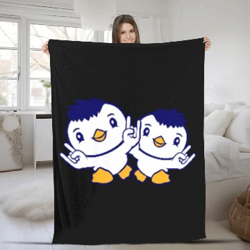 Discover Heavy Metal Duck Bird Team Chick Rock Hand Gesture Fleece Blankets