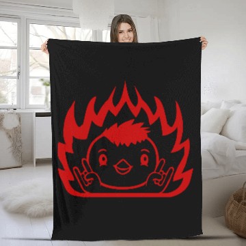 Discover Fire Heavy Metal Duck Bird Chick Rock Hand Gesture Fleece Blankets
