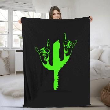 Discover Cactus Plant Heavy Metal Hard Rock Hand Gesture Fleece Blankets