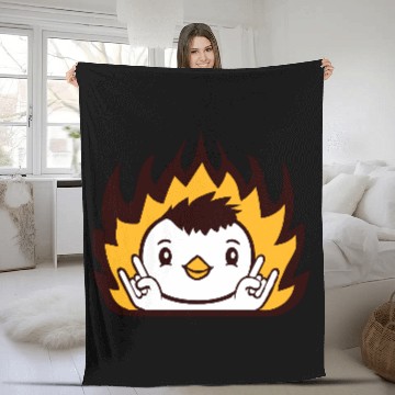 Discover Fire Heavy Metal Duck Bird Chick Rock Hand Gesture Fleece Blankets