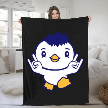 Discover Heavy Metal Duck Bird Chick Rock Horn Hand Gesture Fleece Blankets