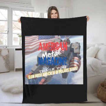 Discover Elon Musk and Polaris Dawn crew A.M.M. 9-12 Fleece Blankets