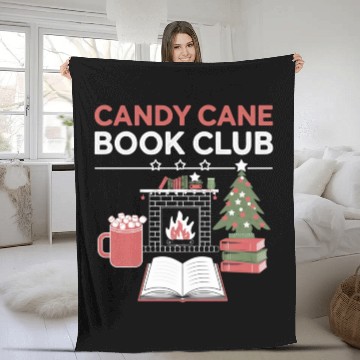 Discover Bookish Christmas Candy Cane Book Club Bookish Fleece Blankets