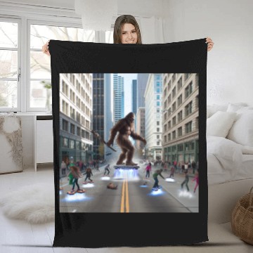 Discover Sasquatch in Seattle Fleece Blankets