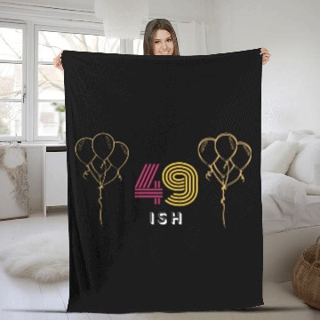 Discover Cheerful '49 Ish' Design Fleece Blankets: Festive Balloons &