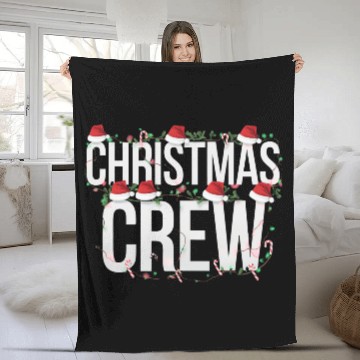 Discover Christmas Crew with Santa Hats and Lights Fleece Blankets
