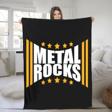 Discover Heavy Metal Rocks Hard Rock Music Text Quote Logo Fleece Blankets