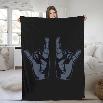 Discover Heavy Metal Fun Hard Rock Music Horns Hand Gesture Fleece Blankets