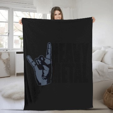 Discover Heavy Metal Fun Hard Rock Music Horns Hand Gesture Fleece Blankets