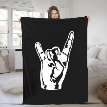 Discover Heavy Metal Fun Hard Rock Music Horns Hand Gesture Fleece Blankets