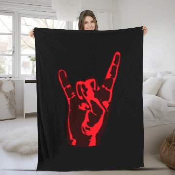 Discover Heavy Metal Fun Hard Rock Music Horns Hand Gesture Fleece Blankets