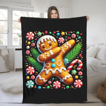 Discover Dabbing Gingerbread Cookie Christmas Fun Fleece Blankets
