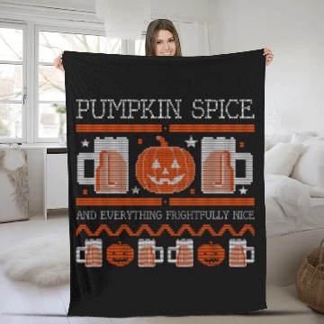 Discover Pumpkin Spice Halloween Drink Fleece Blankets