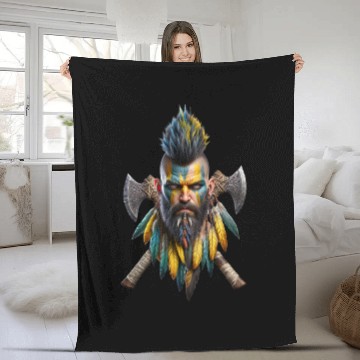 Discover Tribal Viking Warrior Fleece Blankets