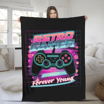 Discover Retro Gamer Forever Young 01 Fleece Blankets