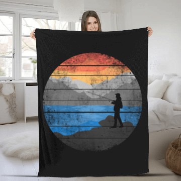 Discover Angler Fisherman Fish Fishing Fleece Blankets