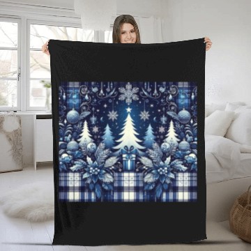 Discover blue and white flannel christmas trees holiday Fleece Blankets