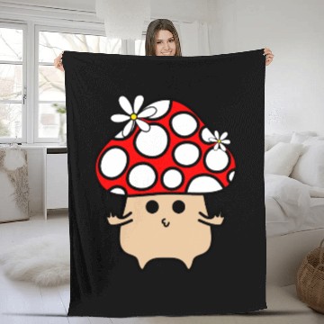 Discover Sassy Red Mushroom Pouting and Showing Middle Fing Fleece Blankets