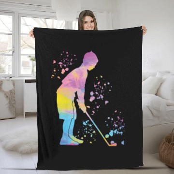 Discover Golfer Colorsplash Kids Miniature Golf Fleece Blankets